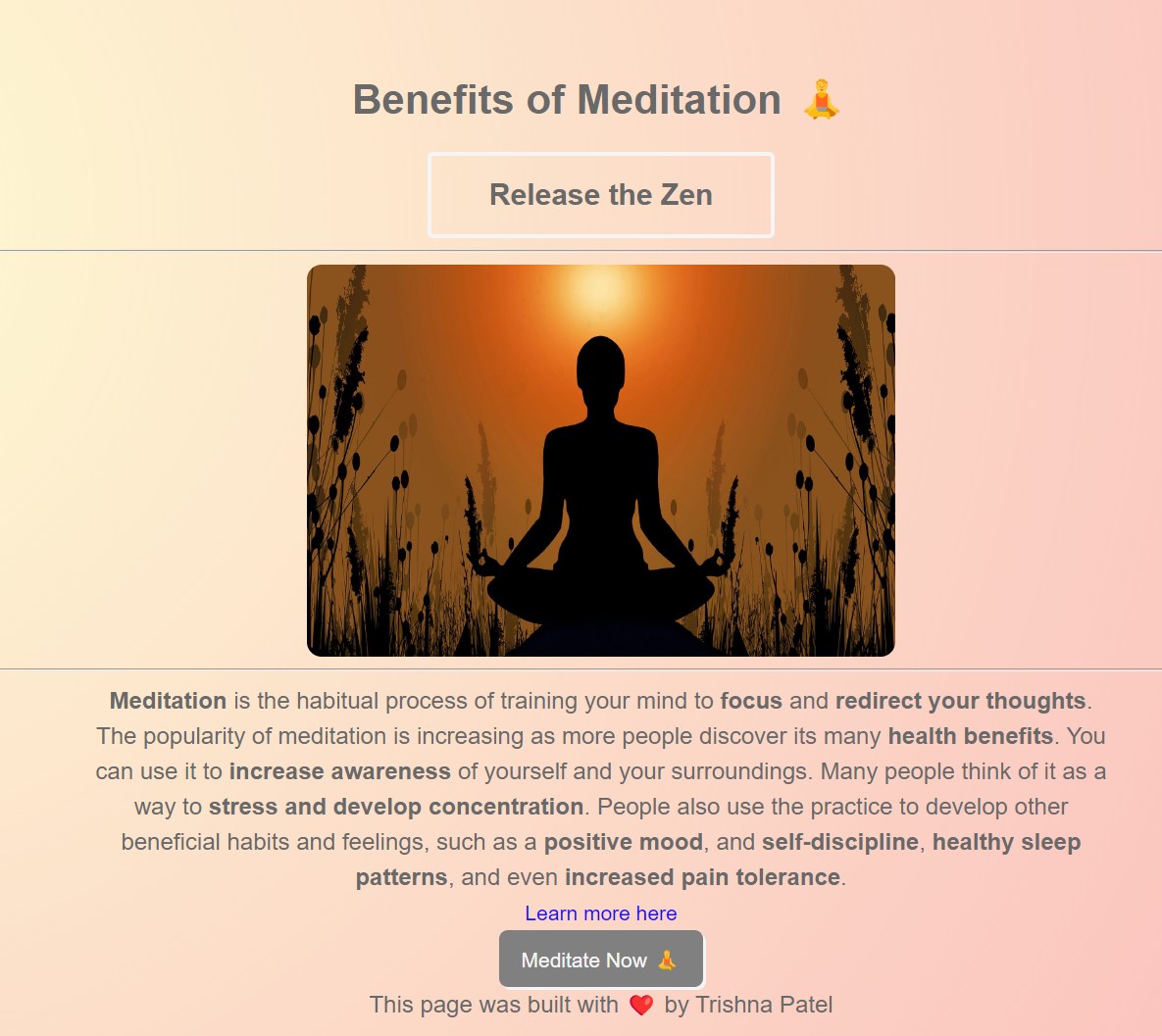 Meditation project preview